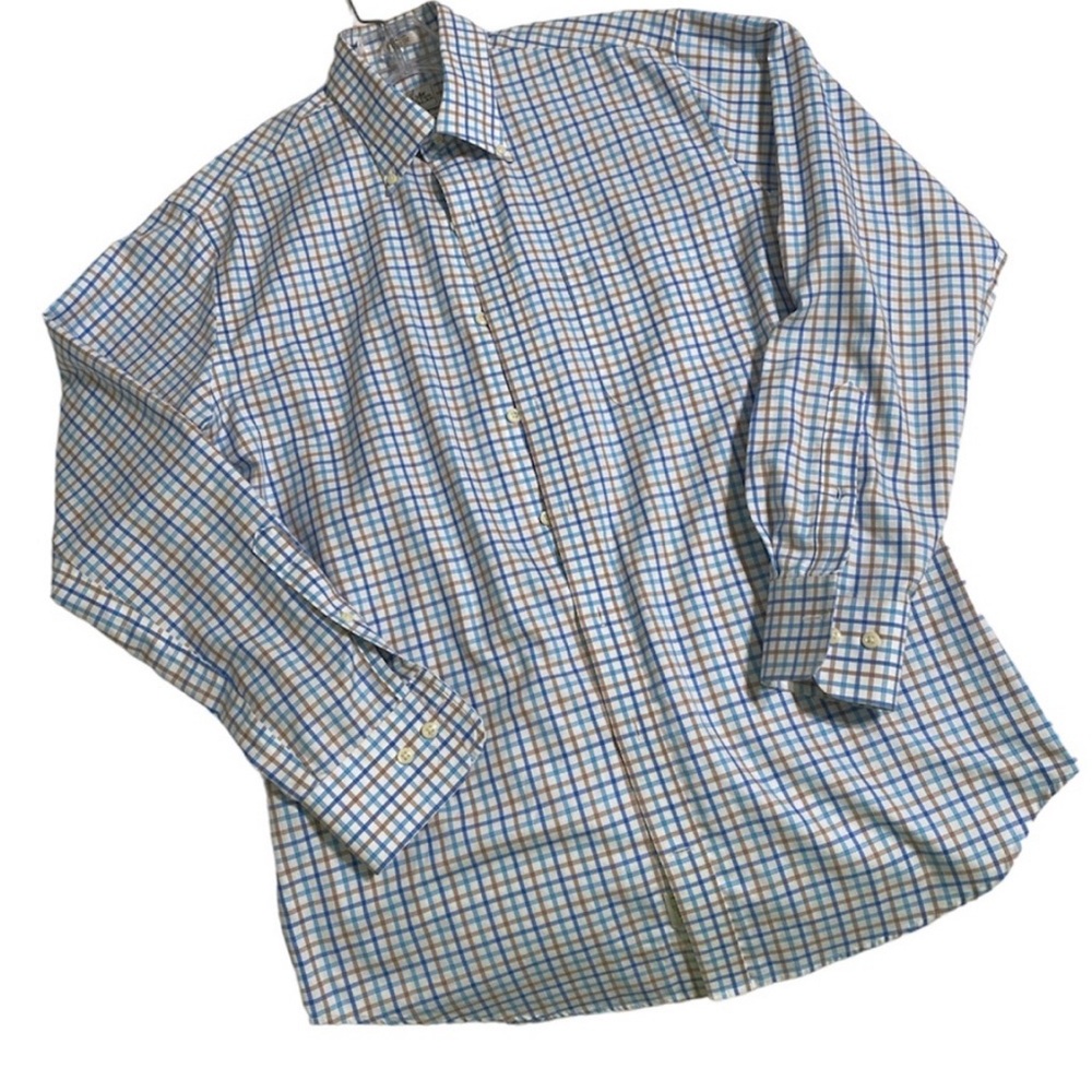 Peter Millar Men's Plaid Nano Luxe Long Sleeve Button Down Shirt - Medium